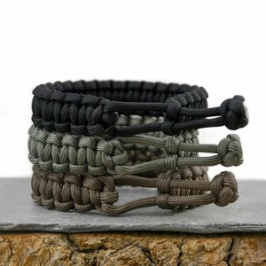 Mad Max Style Adjustable Paracord Survival Bracelet - Black, Foliage, Gun Grey - Picture 1 of 9