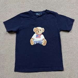 Polo Ralph Lauren Bear Boy's Shirt Size 6T Blue Short Sleeve Vintage 90s YOUTH - Picture 1 of 6