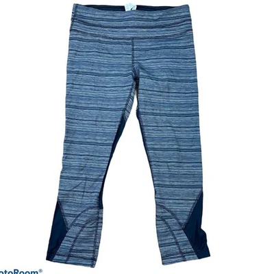 Leggings Lululemon Run Inspire Crop ll Cyber Stripe Negro Gris Talla 6 Foto 1 de 4