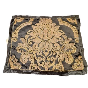 Waterford Fine Linens Black And Gold With Ruffle Border Pillow Sham 20x26 - Picture 1 of 8