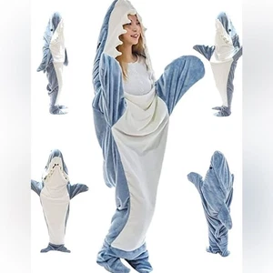 NWOT Shark Plush One Piece Oversized Footie Pajama Costume SZ XS Grey White - Picture 1 of 10