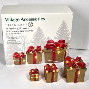 Dept 56 LIT FESTIVE GIFT BOXES Set of 3 Village Lighted Figurines 2022 NEW - Picture 1 of 10