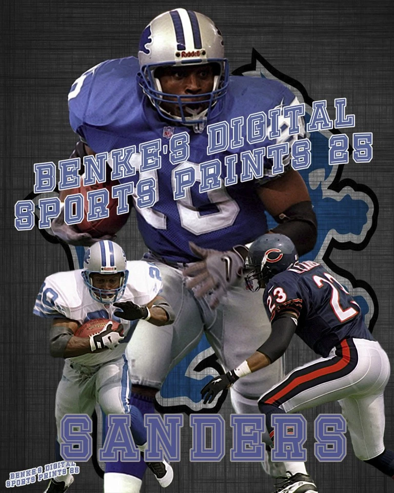 Impresión litográfica de los Detroit Lions de Barry Sanders 10 x 8 Foto 1 de 1
