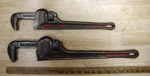 2 Vntg Ridgid  Heavy Duty  Pipe Wrenches,18" & 14",VGC,W/Clean Jaws,L@@K & READ - Picture 1 of 19
