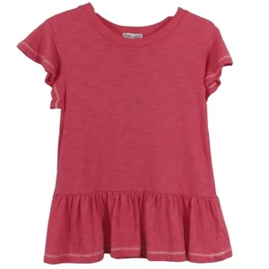 Y Splendid Girls Rose Pink Short Sleeve Peplum Flowy Casual Top Shirt NWT 5 6 - Picture 1 of 8