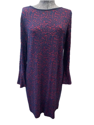 Vestido Tiana B Damas Rojo/Azul Manga Campana Cremallera Talla 14 Hecho en EE. UU. Colorido Foto 1 de 4