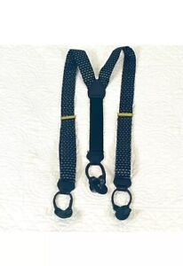 Anonymous Men's Silk Suspenders Braces Made in England Navy/Gold Dots