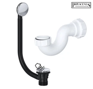 CLICKER CLACK Push Bath Waste and Shallow U Bend Trap Kit for Baths 40mm/1 1/2" - Picture 1 of 4