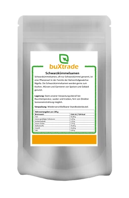 Schwarzkümmelsamen | schwarz | Nigella | Kochen | Backen | Kümmel | Vers. Mengen - Bild 1 von 3