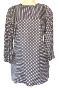 'S MAXMARA BLACK/BEIGE/BROWN GEOMETRIC PRINT SILK BLOUSE SIDE POCKETS SZ US 8 - Picture 1 of 11