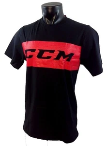 Camiseta de algodón de hockey CCM para personas mayores/adultos negra/roja - Imagen 1 de 4