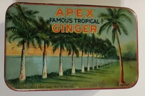 APEX FAMOSO LATA DE FRUTAS TROPICALES PALMERAS DE COLECCIÓN tapa con bisagras - Imagen 1 de 12