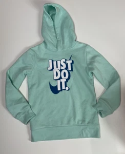 Nike Youth Girls Light Teal Just Do It Hoodie Sweatshirt Size 7 Large - Picture 1 of 4