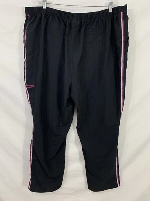 LIZ & ME - PLUS 3X 26W 28W (46"-48"W x 30"L) Negro con Raya Rosa Ligera Pantalones Foto 1 de 4
