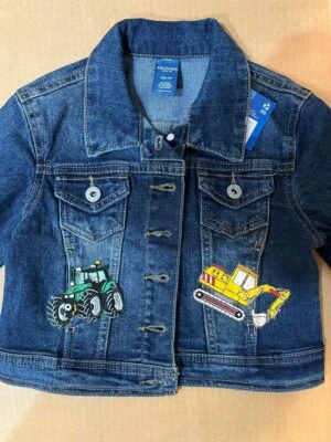 Chaqueta vaquera Arizona para niños pequeños nueva con etiquetas, parches y apliques de tractor de 4/5 t Foto 1 de 2