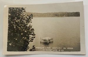 Vintage RPPC Postcard  c1929~ Parker Lake off Highway 136~ Kilbourn Wisconsin WI - Picture 1 of 2