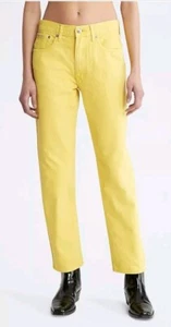 Calvin Klein Women Original Straight Fit Zip Fly Mid Rise Jeans  Mustard  NWT - Picture 1 of 3