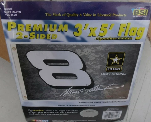 Mark Martin # 8 U.S. ARMY CAMO DOUBLE SIDED 3 x 5 FLAG ! FREE SHIPPING ! Cover