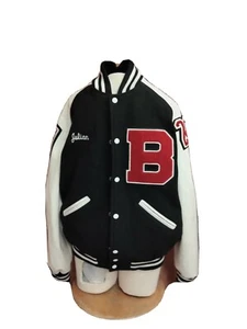UNISEX VARSITY(ROTC) BLACK & WHITE JACKET SZ L - Picture 1 of 7