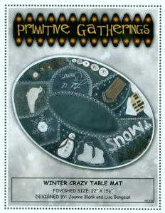 Winter Crazy Table Mat - Pattern by Lisa Bongean - Wool Applique + Embroidery - Picture 1 of 1