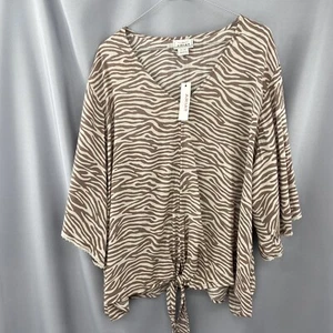 NWT Ariat Women's Zebra Print Tie Front Foster Top Shirt Blouse Size XL - Imagen 1 de 12