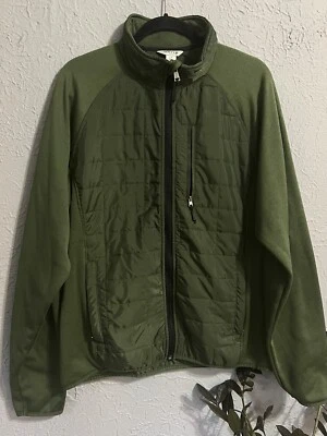 Orvis Jacket Adult Large Green Mixed Media Full Zip Quilted Sweater Men's 9H6 - Image 1 of 4