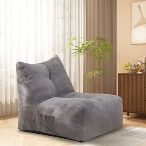 Bean Bag Chair Cozy Lazy Sofa Inflatable Floor Beanbags Filled for Bedrooms Gray - Picture 1 of 7