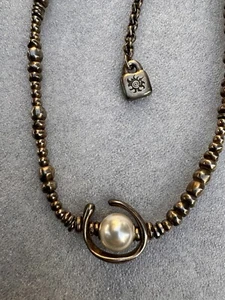 Uno de 50 ANOTHER ROUND Necklace Silver Plated Pearl - Picture 1 of 14