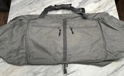 Large Luggage Duffle Bag Grey Canvas, w Shoulder Strap, Folds away for storage - Image 1 of 4