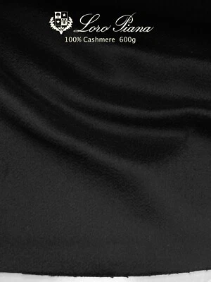BLACK 100% Cashmere Wool Fabric, LORO PIANA 600g Melton Coating 2.16 meter - Image 1 of 4