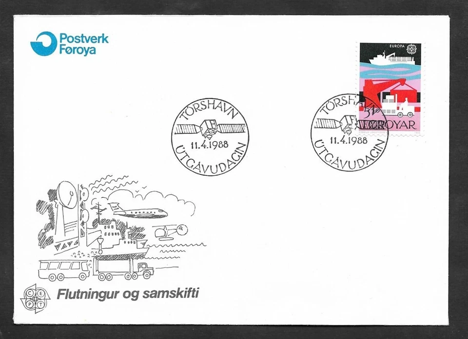 SKV) ISLA FAIROE 1988, edición Europa CEPT, cubierta primer día, envío, xf Foto 1 de 1