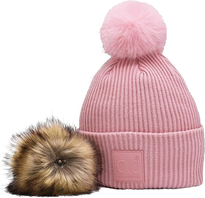 C.C Women's Exclusive Knitted Hat Beanie with Two Pom Pom - Image 1 of 1