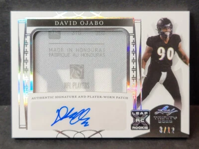 David Ojabo RC 2022 Leaf Trinity Rookie Auto Patch  SSP 3/12 !!  Ravens NFL  H4c - Image 1 of 3