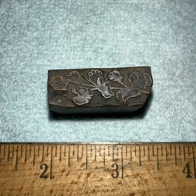 Printing Block “ Beautiful Flowers Orchids?? “ Copper on Lead - Image 1 of 4