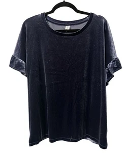 Old Navy Charcoal Gray Velour Sparkle Glitter Ruffle Holiday Top XLarge (337) - Picture 1 of 5