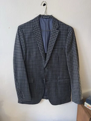 Blazer Penguin Para Hombres 40R Azul Marino Cuadros 2 Botones Mezcla Lana Abrigo Deportivo Foto 1 de 4