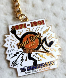 Vintage Hard Rock Cafe 20th Anniversary & Still Rocking 1971 1991 Key Chain Fob - Picture 1 of 5