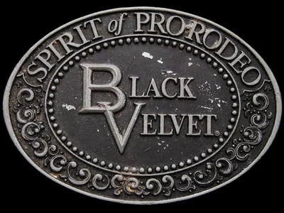 IK21169 VINTAGE 1970s **BLACK VELVET CANADIAN WHISKEY** BELT BUCKLE - Image 1 of 2