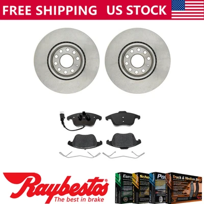 Kit dianteiro rotores de freio + pastilhas metálicas hardware para 2009-2017 Volkswagen Tiguan - Imagem 1 de 4