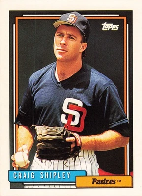 Craig Shipley 1992 Topps #308 San Diego Padres RC Baseball - Image 1 of 2