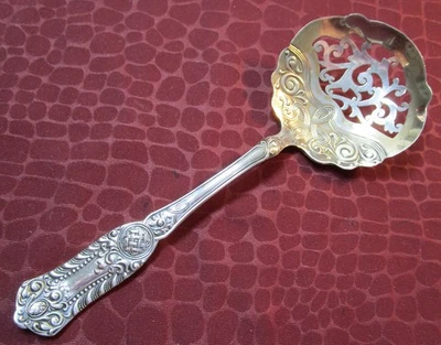 ROMANESQUE 1898 Antique Silverplate Pierced Nut or Candy Scoop No Monogram    bb - Image 1 of 4