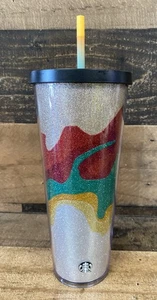 New Starbucks 2018 Holiday Christmas Glitter Wave Swirl Venti 24 oz Tumbler - Picture 1 of 7