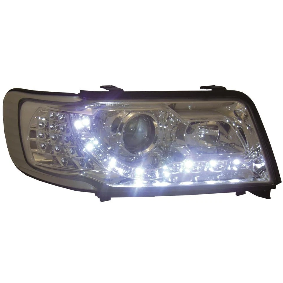 Kit De Phare Pour Audi 100 C4 Année 90-94 LED Dragon Lights Verre Clair/Chrome - Photo 1/1