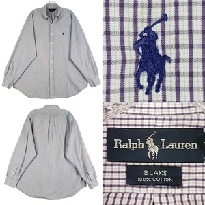 Polo Ralph Lauren Shirt Oxford Button Down Purple Plaid LS Size XL - Picture 1 of 11
