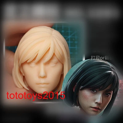 Cabeza de niña de belleza silenciosa esculpida 1:6 1:12 1:18 para juguete corporal figura de 12"" 6"" 3,75"" Foto 1 de 4