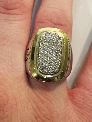 RARO Anillo de Cóctel David Yurman Esterlina y 18k Pavé de Diamantes Albiones Talla 7 Foto 1 de 4