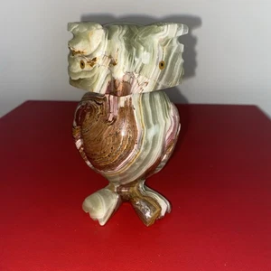 Carved Onyx Stone Owl Figurine Ornament 5” - Picture 1 of 7