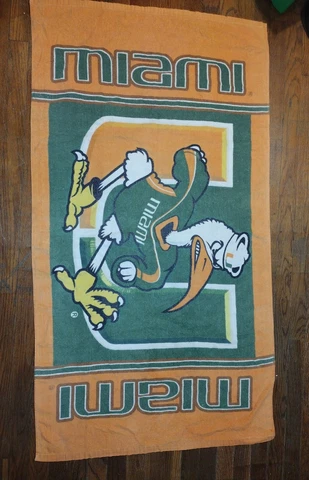 Vintage University Of Miami Hurricanes Beach Towel 29x56 Cover
