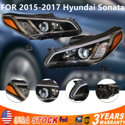 Headlight Set For 2015-2017 Hyundai Sonata Left and Right 2Pc Headlamps Assembly Foto 1 de 4