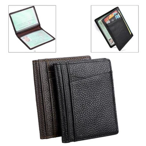 Cartera RFID Para Hombres Delgada Bolsillo Frontal Cuero Doble Plegable Identificación/Tarjeta de Crédito Portatarjetas Cartera EE. UU. - Imagen 1 de 14